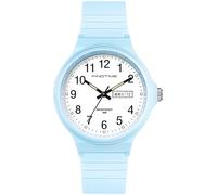 Orologio da polso da donna, impermeabile, bianco, da donna, facile da leggere, con secondo calendario, giorno, data, lancetta analogica, al quarzo, luminoso, colorato, design minimalista, Blu,