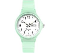Orologio da polso da donna, impermeabile, bianco, da donna, facile da leggere, con secondo calendario, giorno, data, lancetta analogica, al quarzo, luminoso, colorato, design minimalista, Verde,