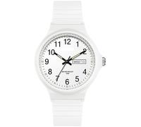 Orologio da polso da donna, impermeabile, bianco, da donna, facile da leggere, con secondo calendario, giorno, data, lancetta analogica, al quarzo, luminoso, colorato, design minimalista, bianco,