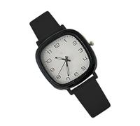 Orologio da polso, da donna, orologio da polso quadrato in silicone, con lancetta dei secondi, facile da leggere, per la scuola e gli esami, bianco, Refer to description, Unisex