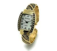 Orologio da polso da donna, quadrato, antico, moderno, in metallo, con perla e quadrante Wincci