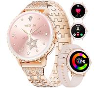 Orologio da polso da donna, rotondo, 1,27 pollici, con funzione telefonica/assistente vocale AI, orologio fitness 100+ sport, ciclo mestruale, orologio da polso, monitor del sonno, elegante smartwatch