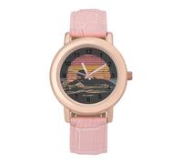 Orologio da polso da donna, stile vintage, anni '80, con cinturino in pelle, stile casual, con tre lancette