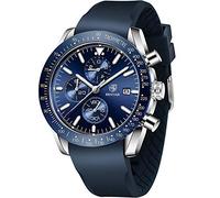 Orologio da polso da uomo, al quarzo, con cronografo, impermeabile, in silicone, stile business casual, sportivo, perfetto per padre, figlio, nero, blu, oro rosa, Argento blu, Cronografo