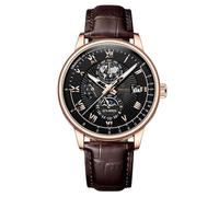 Orologio da polso da uomo, analogico, al quarzo, in pelle, casual, classico, rettangolare, da uomo, B, misura unica