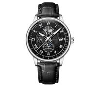 Orologio da polso da uomo, analogico, al quarzo, in pelle, casual, senza batteria