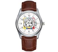 Orologio da polso da uomo, casual, impermeabile, al quarzo, con data, classico, in pelle, marrone, con bandiera della Columbia, Marrone, Commerciale