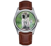 Orologio da polso da uomo, casual, impermeabile, al quarzo, con data, classico, in pelle marrone, orologio da polso Tanzania, cratere di Ngorogoro. Close-up of Wild orologio da polso, Marrone,