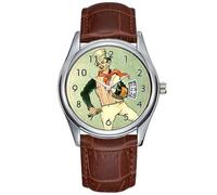 Orologio da polso da uomo, casual, impermeabile, al quarzo, con data, classico, in pelle marrone, orologio da polso natalizio - Sam Weller - Pickwick Papers, Marrone, Commerciale