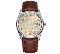 Orologio da polso da uomo, casual, impermeabile, al quarzo, con data, classico, in pelle marrone, orologio da polso natalizio con il Mar Baltico, Marrone, Commerciale