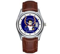 Orologio da polso da uomo, casual, impermeabile, al quarzo, con data, classico, in pelle marrone, orologio da polso di Natale, Napoleone Bonaparte, non interrompere mai il tuo nemico, Marrone,