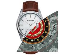 Orologio da polso da uomo, casual, impermeabile, al quarzo, con data, classico, in pelle marrone, per Natale, Master Mason, 3° grado [edizione speciale], Marrone, Commerciale