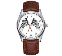 Orologio da polso da uomo, casual, impermeabile, al quarzo, con data, classico, in pelle marrone, per Natale, Grand Prix, Marrone, Commerciale