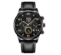 Orologio da polso da uomo, casual, in pelle, analogico, al quarzo, orologio da polso per appuntamenti d'affari, orologio casual da notte, B, misura unica