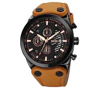 Orologio da polso da uomo, classico, elegante, sportivo, alla moda, casual, regalo elegante, impermeabile fino a 30 m, orologio luminoso con data automatica, Marrone-Nero, classico