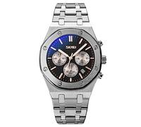 Orologio da polso da uomo, classico, elegante, sportivo, alla moda, casual, regalo elegante, impermeabile fino a 30 m, orologio luminoso con data automatica, Nero argento, classico