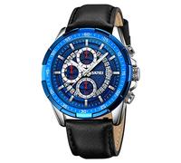Orologio da polso da uomo, classico, elegante, sportivo, alla moda, casual, regalo elegante, impermeabile fino a 30 m, orologio luminoso con data automatica, Argento blu, 2.01*1.89*0.58inches,