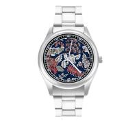 Orologio da polso da uomo con cinturino in acciaio inossidabile e cinturino in lega di quarzo, stile boho, fantasia floreale, Stile:, regular, Bracciale