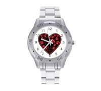 Orologio da polso da uomo con cuore con impronte di zampa di cane, alla moda, in acciaio inox, facile da leggere, orologi da donna