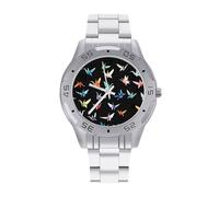 Orologio da polso da uomo con gru di carta colorata, cinturino in acciaio inox, analogico, al quarzo, da lavoro, Stile:, regular, Bracciale