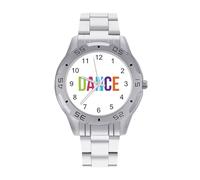 Orologio da polso da uomo con lettera di danza colorata, cinturino in acciaio inox, analogico, al quarzo, Stile:, regular, Bracciale