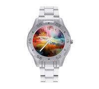Orologio da polso da uomo con nuvole colorate sfumate moda orologi da polso in acciaio inossidabile orologi da polso personalizzati facili da leggere per le donne