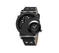 Orologio da polso da uomo con quadrante grande e doppio movimento, cinturino in tela