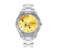 Orologio da polso da uomo con stampa aeroplano, in acciaio inox, analogico, al quarzo, per affari, Stile:, regular