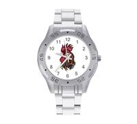 Orologio da polso da uomo, design tribale, con gallo, in acciaio inox, analogico, al quarzo, per affari, Stile:, regular, Bracciale