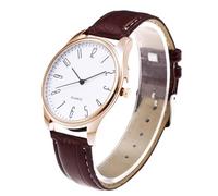 Orologio da polso da uomo in pelle al quarzo da uomo e da uomo, Marrone, misura unica