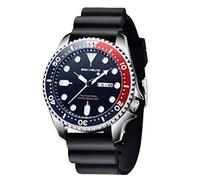 Orologio da polso da uomo in silicone, con data, calendario, resistente all'acqua, cinturino nero, quadrante blu, guscio in acciaio, Nero e blu, as description