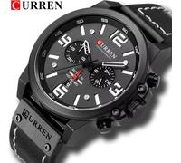 Orologio da polso da uomo orologio al quarzo cronografo da polso in pelle...