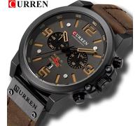 Orologio da polso da uomo orologio al quarzo cronografo da polso in pelle...