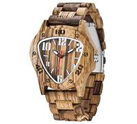 Orologio da polso da uomo, realizzato a mano, in legno, leggero, analogico, al quarzo, Browm, Bracciale