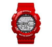 Orologio da polso da uomo, sportivo, alla moda, con display LCD, cronometro, data, in gomma, digitale, per ragazzi, orologio da uomo che ti dice l'ora, Rosso, One Size