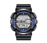 Orologio da polso da uomo, sportivo, alla moda, con display LCD, cronometro, data, in gomma, digitale, unisex, Blu scuro, One Size