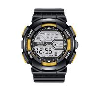 Orologio da polso da uomo, sportivo, alla moda, con display LCD, cronometro, data, in gomma, digitale, unisex, Giallo, One Size