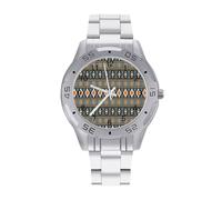 Orologio da polso da uomo, stile tribale africano, modello Kente, in acciaio inox, analogico, al quarzo, per affari, Stile:, regular, Bracciale