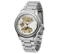 Orologio da polso da uomo Winner Hollow Mechanical Waterproof (quadrante bianco, cassa argentata)