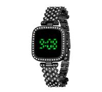Orologio da polso digitale al quarzo elettronico con diamanti da donna, orologio da polso digitale al quarzo con bracciale in acciaio inossidabile di lusso, un semplice regalo di compleanno(Svart)