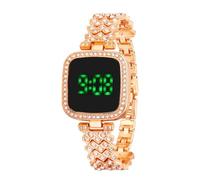 Orologio da polso digitale al quarzo elettronico con diamanti da donna, orologio da polso digitale al quarzo con bracciale in acciaio inossidabile di lusso, un semplice regalo di compleanno(Rose Gold)