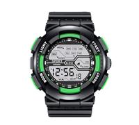 Orologio da polso digitale da uomo, sportivo, alla moda, con display LCD, cronometro, data, in gomma, con numeri, Verde, One Size