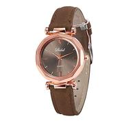 Orologio da polso in pelle, casual, analogico, da donna, al quarzo, in nylon, Marrone, One Size