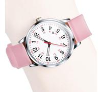 Orologio da polso in silicone, cinturino analogico da 0,45 in impermeabile, facile lettura, casual alla moda 24 ore, sport Wrist Small Clock for Second Hand, Women Men, Healthcare Professionals, rosa