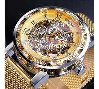 Orologio da polso meccanico lancette uomo e donna doppio vetro oro diamanti