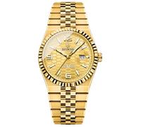 Orologio da polso moderno da uomo con quadrante strutturato 3D, lancette luminose, resistente all'acqua fino a 30 m, cinturino in acciaio inox, movimento al quarzo, design sottile da 40 mm, Oro