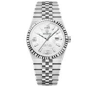 Orologio da polso moderno da uomo con quadrante strutturato 3D, lancette luminose, resistente all'acqua fino a 30 m, cinturino in acciaio inox, movimento al quarzo, design sottile da 40 mm, Argento