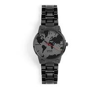 Orologio da Polso per Uomo con Mappa del Mondo in Acciaio 326L e Resistente all’acqua (3ATM). Meccanismo Quarzo Giapponese (2035 Japan MIYOTA Quartz) - Modello BlackWorld (Nero)