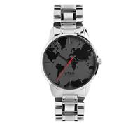 Orologio da Polso per Uomo con Mappa del Mondo in Acciaio 326L e Resistente all’acqua (3ATM). Meccanismo Quarzo Giapponese (2035 Japan MIYOTA Quartz) - Modello BlackWorld (Argento)
