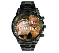 Orologio da polso personalizzato con foto, in acciaio inox, impermeabile, con movimento al quarzo, regalo per festa del papà, festa della mamma, fidanzata e famiglia, da uomo, Classico